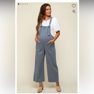 Pinkblush front pocket cropped maternity overall, size S